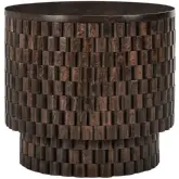 Norwood 25" Round End Table in Brown Mango Wood