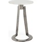 Leyton Accent End Table in White Marble & Cast Aluminum