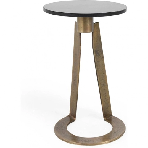 Leyton Accent End Table in Black Marble & Cast Aluminum