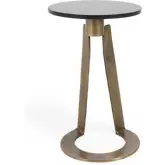 Leyton Accent End Table in Black Marble & Cast Aluminum