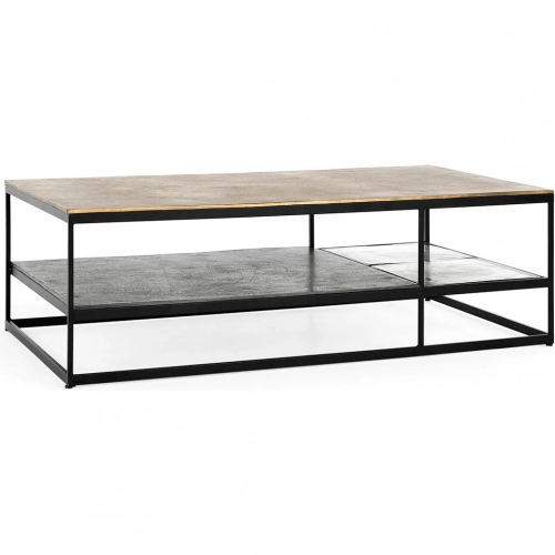 Remmy 52" Coffee Table in Multicolor Cast Aluminum & Glass