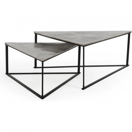 Burton Nesting Coffee Tables in Silver Metal (Set of 2)