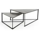 Burton Nesting Coffee Tables in Silver Metal (Set of 2)