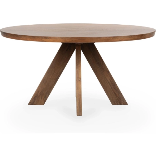 Rodrigo 60" Round Dining Table in Hickory Brown Finish Wood