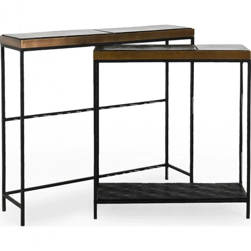 Harrison Console Tables in Cast Glass, Iron & Aluminum (Set of 2)