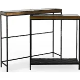 Harrison Console Tables in Cast Glass, Iron & Aluminum (Set of 2)