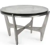 Patrick Round Coffee Table in Tempered Glass & Silver Metal