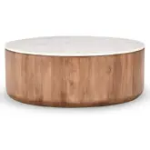 Josie 46" Round Coffee Table in Marble & Umber Mango Wood