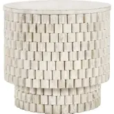 Norwood 25" Round End Table in Cream Finish Mango Wood