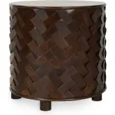 Shira 24" Round End Table in Geometric Kona Brown Mango Wood