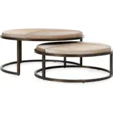 Hayword Nesting Coffee Tables in Blonde Hair on Hide & Bronze (Set of 2)