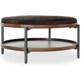 Hunt 38" Round Coffee Table in Brown Hair on Hide & Mango Wood