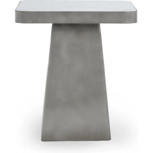 Far 20" Square End Table in White Marble & Iron Metal