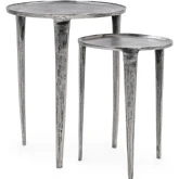 Elinor Nesting Side End Tables in Nickel Cast Aluminum (Set of 2)