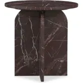 Reilly Round End Table in Red Levante Marble