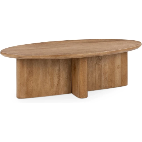 Montengo Oval Coffee Table in Natural Maple Finish Wood