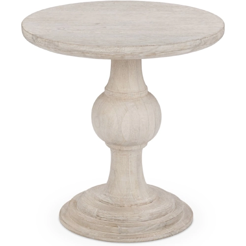Hera Round End Table in Cream Finish Wood