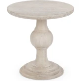 Hera Round End Table in Cream Finish Wood