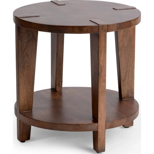Alenna 25" Round End Table in Tundra Brown Mango Wood