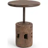Amira 25"H Round Side Table in Reclaimed Wood & Salvaged Hardware