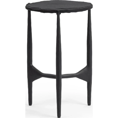 Luka 12" Round End Table in Charcoal Forge Black Limestone & Iron