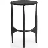 Luka 12" Round End Table in Charcoal Forge Black Limestone & Iron