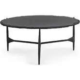 Luka 36" Round Coffee Table in Charcoal Forge Black Limestone & Iron
