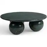 Castello 39" Round Coffee Table in Forest Green Marble