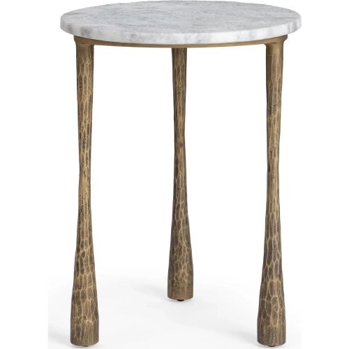 Venicia End Table in White Sage Marble & Iron