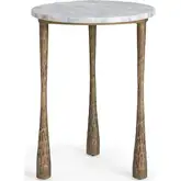 Venicia End Table in White Sage Marble & Iron