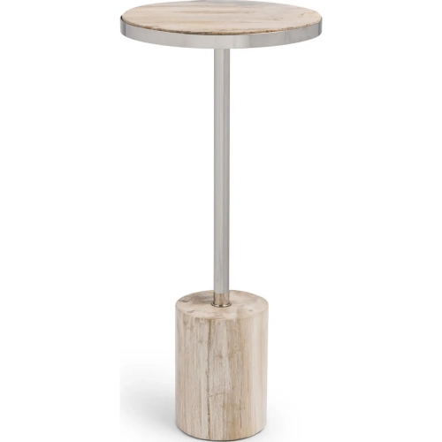 Jordyn 11.81" Round Large Side Table in Champagne Onyx & Brass