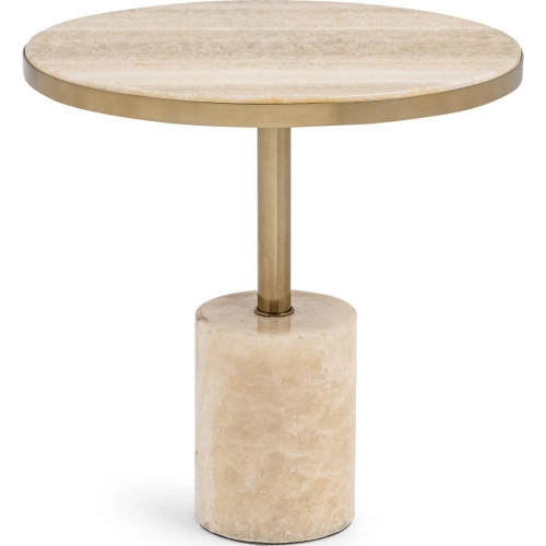 Jordyn 17.72" Round Large Side Table in Champagne Onyx & Brass