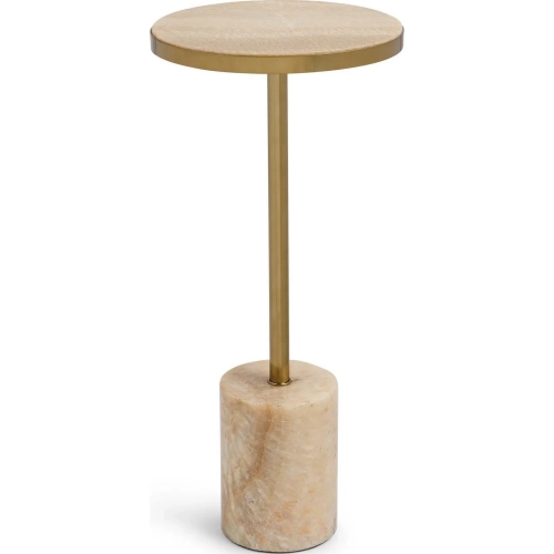 Jordyn 11.81" Round Large Side Table in Molten Husk Petrified Wood & Brass