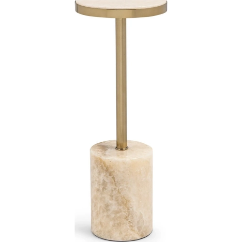 Jordyn 7.87" Round Large Side Table in Champagne Onyx & Brass