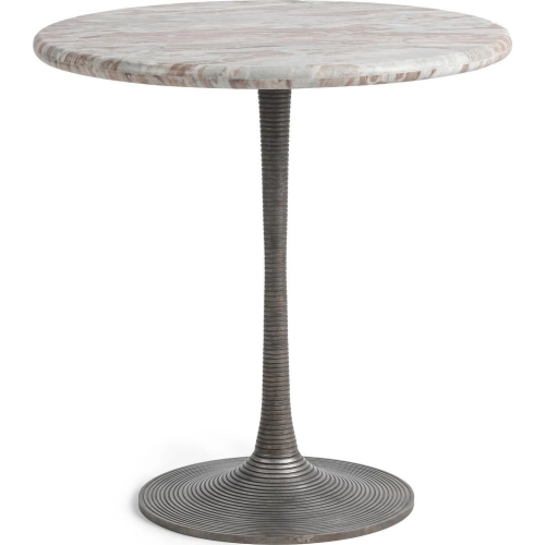Hannabelle 30" Round Dining Table in Blushed Moon Marble & Iron