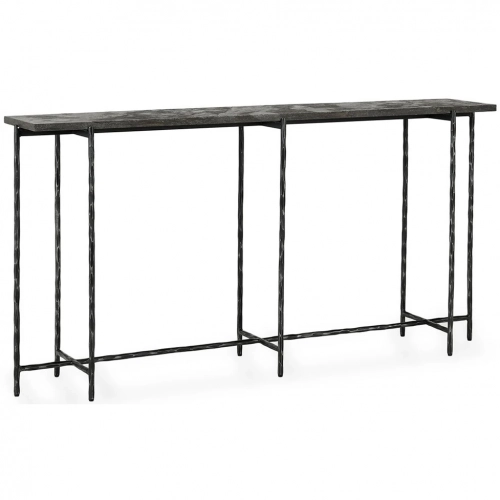 Echo 60" Console Table in Bluestone & Hammered Iron