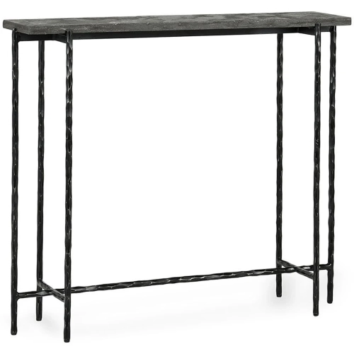 Echo 35" Console Table in Bluestone & Hammered Iron