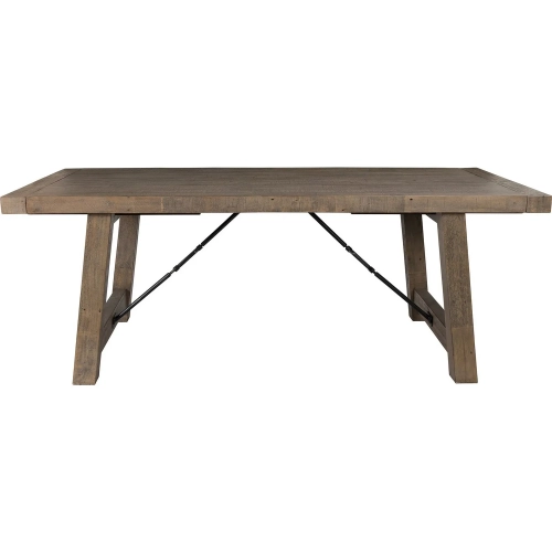 Tuscany 84" Extendable Dining Table in Distressed Brown Reclaimed Pine & Iron