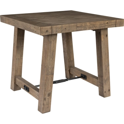 Tuscany End Table in Distressed Brown Reclaimed Pine & Iron