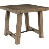 Tuscany End Table in Distressed Brown Reclaimed Pine & Iron