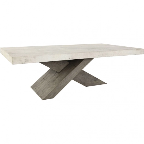 Durant Coffee Table in Distressed Gray Pine with Antique White Faux Concrete Laminate Top
