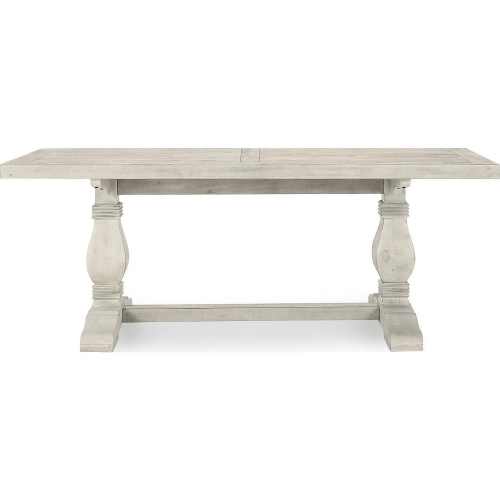 Caleb 78" Dining Table Distressed Ivory Reclaimed Pine Wood