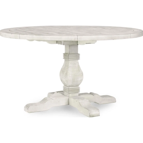 Caleb 55" Round Dining Table Distressed Ivory Reclaimed Pine Wood