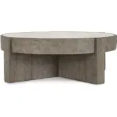 Sonoma 52" Round Coffee Table in Reclaimed Pine & Gray Laminate