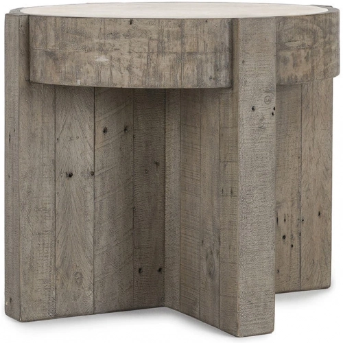 Sonoma 26" Round End Table in Reclaimed Pine & Gray Laminate