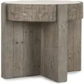 Sonoma 26" Round End Table in Reclaimed Pine & Gray Laminate