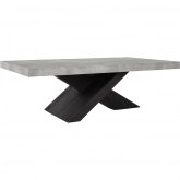 Durant Coffee Table in Reclaimed Black Pine with Gray Faux Concrete Laminate Top