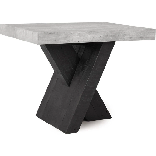 Durant End Table in Reclaimed Black Pine with Gray Faux Concrete Laminate Top