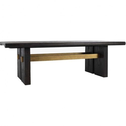 Larson 96" Dining Table in Black Reclaimed Pine & Brass