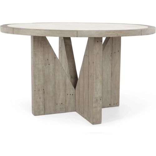 Vincent 55" Round Dining Table in Reclaimed Pine & Concrete Laminate
